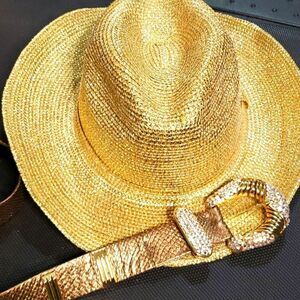 Gold Country Star Hat and Rhinestone Belt